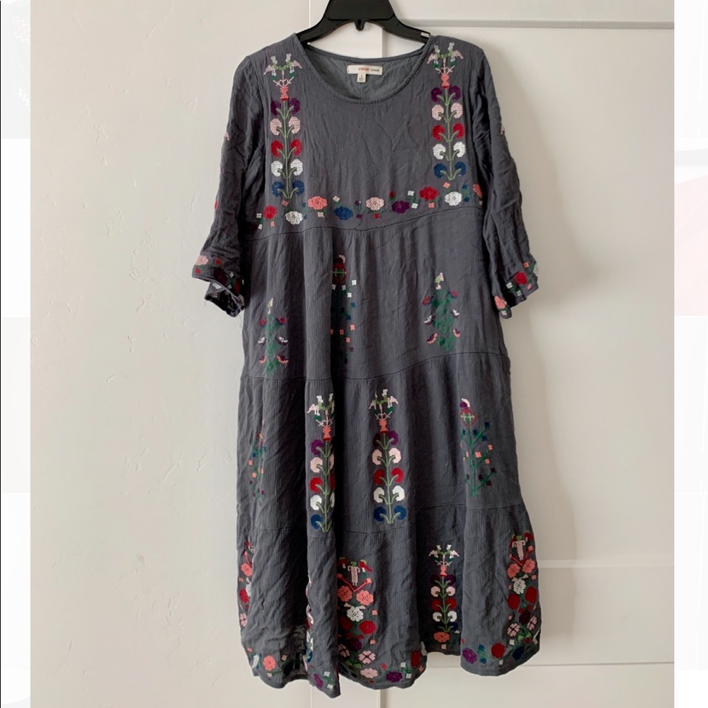Grey Linen Midi Dress
